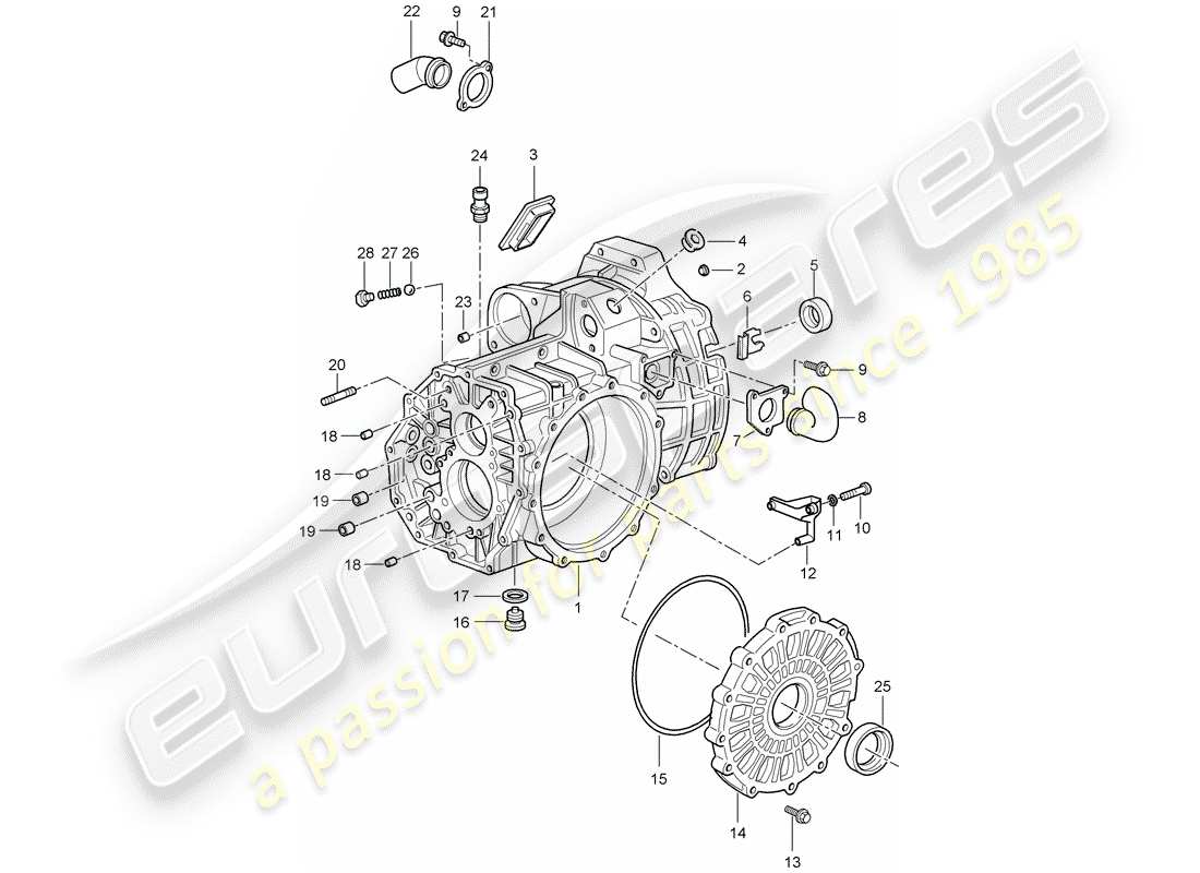 porsche 2005 (996 gt3) caja de transmisión diagrama de piezas
