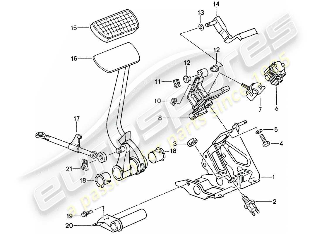 porsche 1997 (993) pedales - tiptronic diagrama de piezas