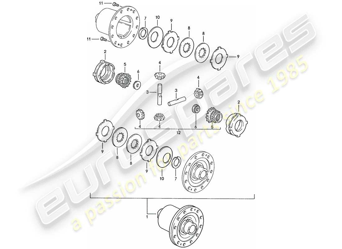 porsche 1990 (928) transmisión automática - diferencial de deslizamiento limitado - d >> - mj 1989 diagrama de piezas
