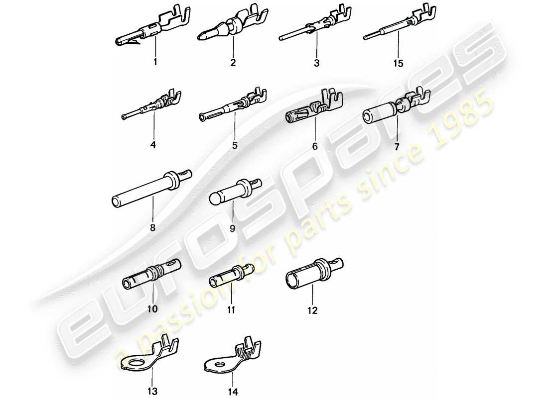 porsche 1987 (924s) terminal pin (macho) - pin de contacto - zapato de cable diagrama de piezas