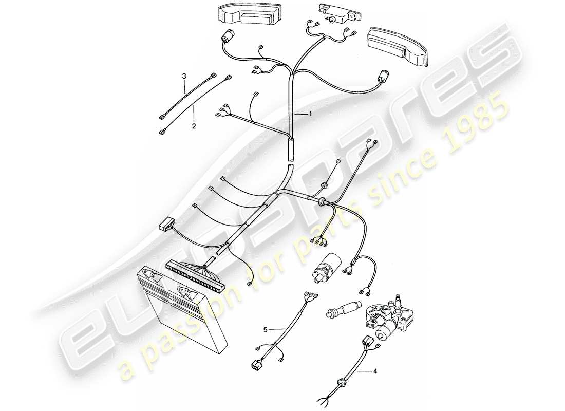 porsche 1982 (944) arneses de cableado - extremo trasero diagrama de piezas
