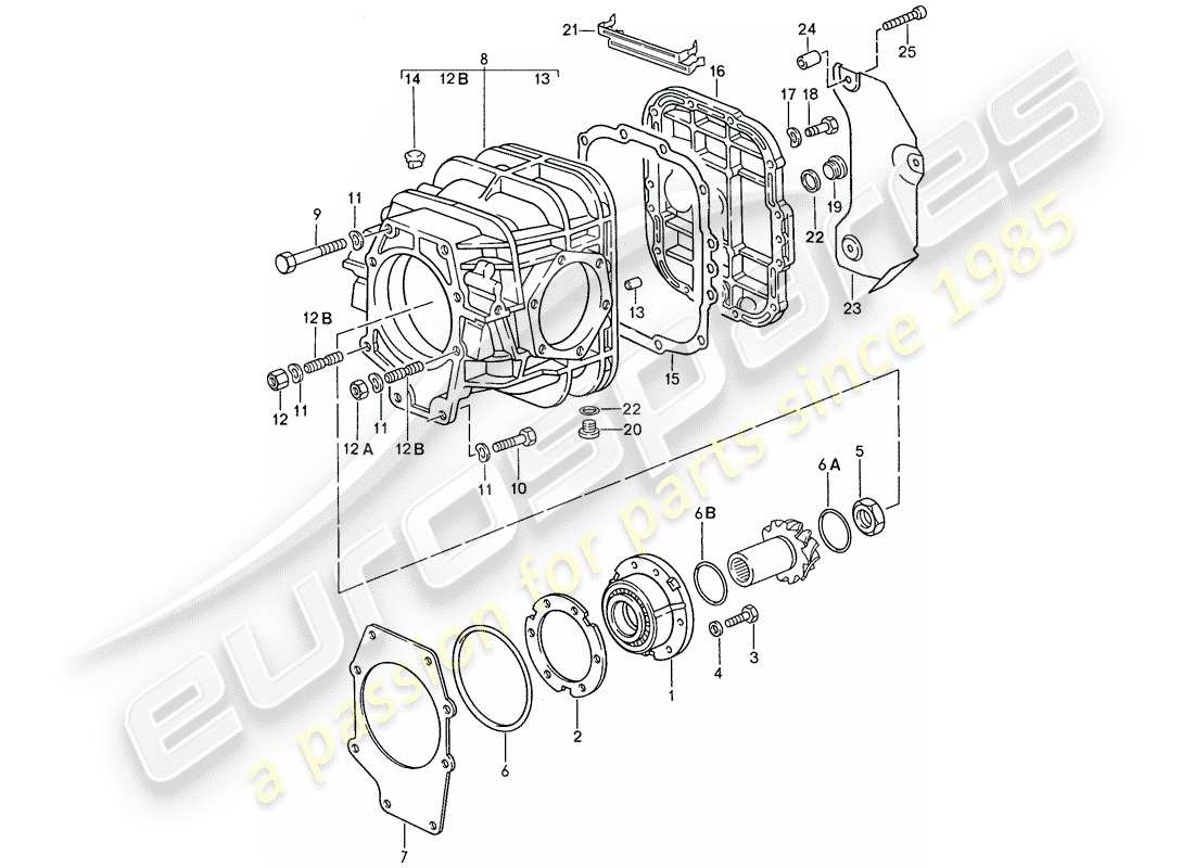 porsche 1990 (928) transmisión automática - diferencial 1 diagrama de piezas