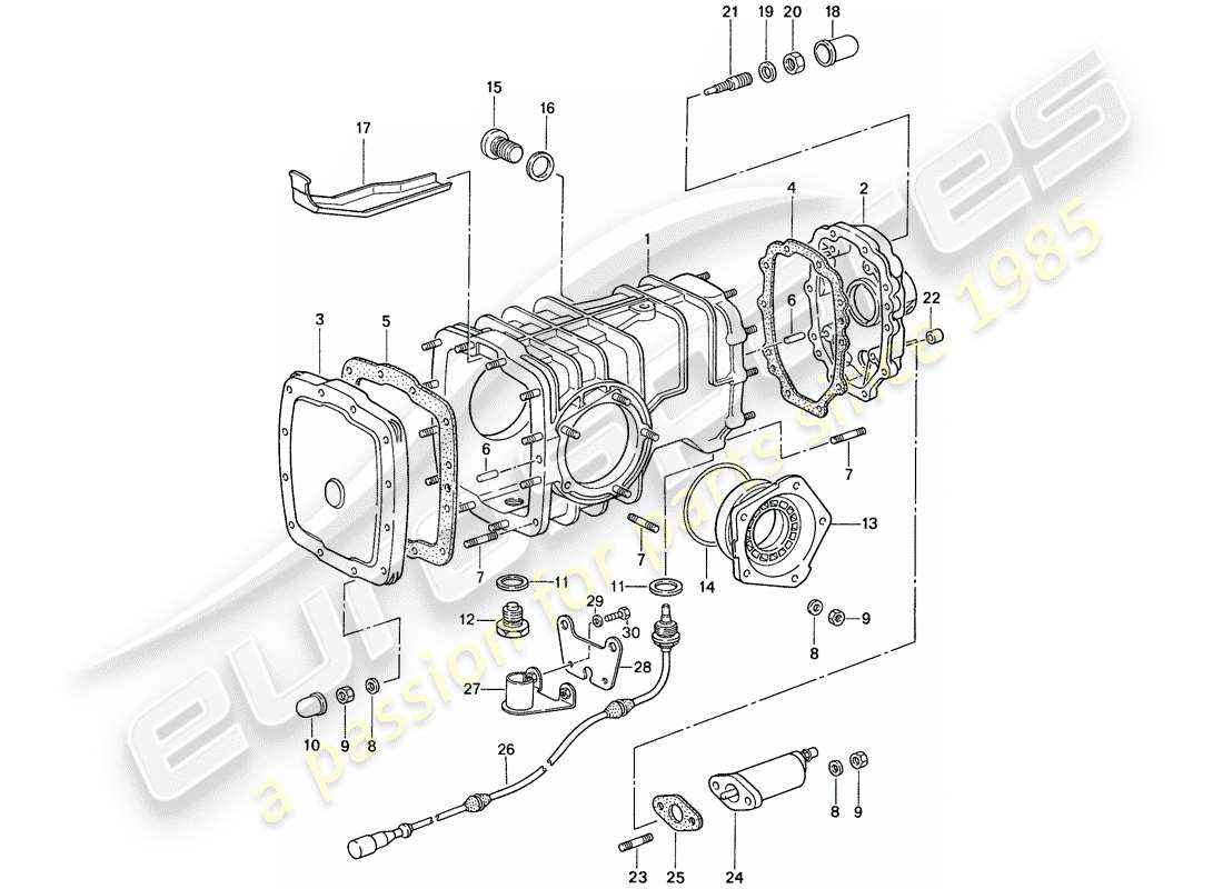 porsche 1987 (959) diferencial del eje delantero diagrama de piezas