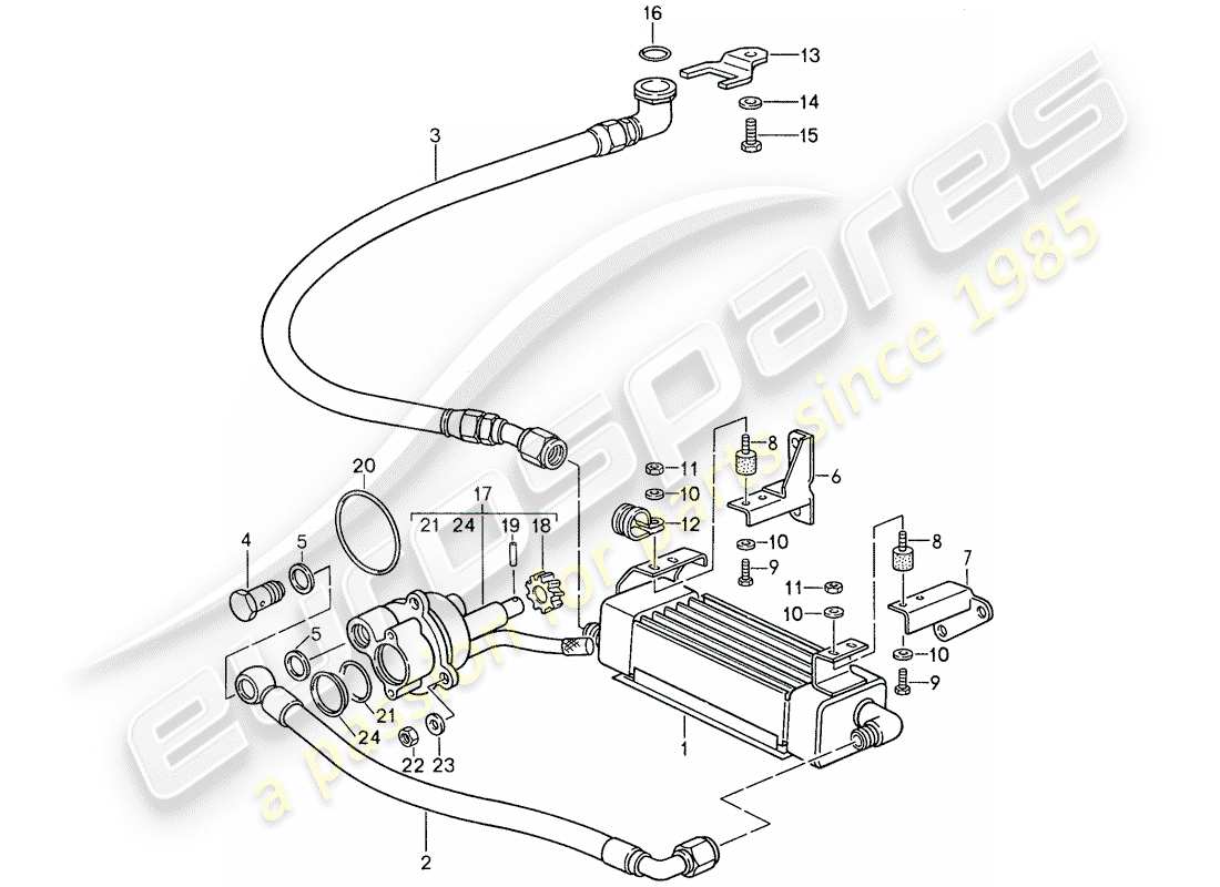 porsche 1987 (959) enfriador de aceite de engranajes - bomba de aceite diagrama de piezas