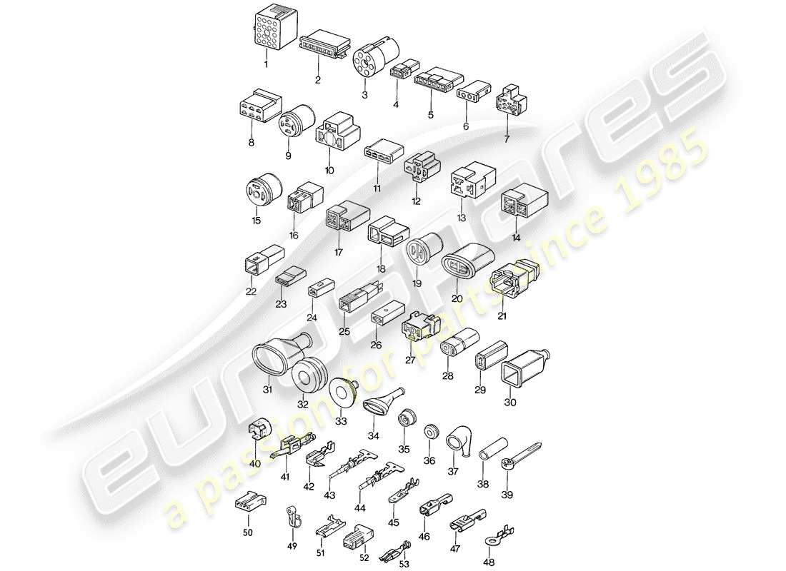 porsche 1984 (944) conector de empuje diagrama de piezas