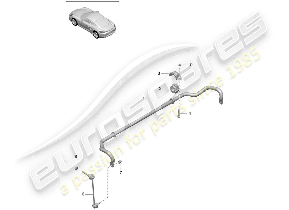 porsche 2017 (718 cayman) diagrama de piezas del estabilizador