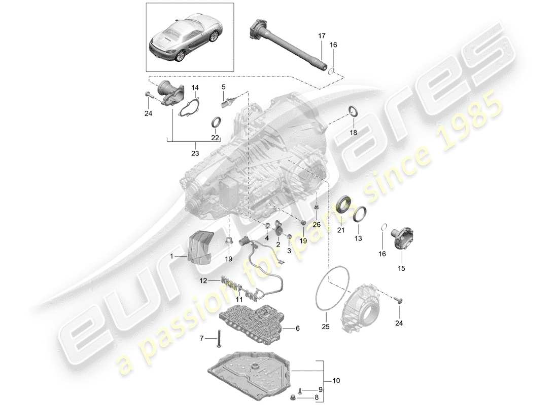 porsche 2015 (981 boxster) - pdk - diagrama de piezas