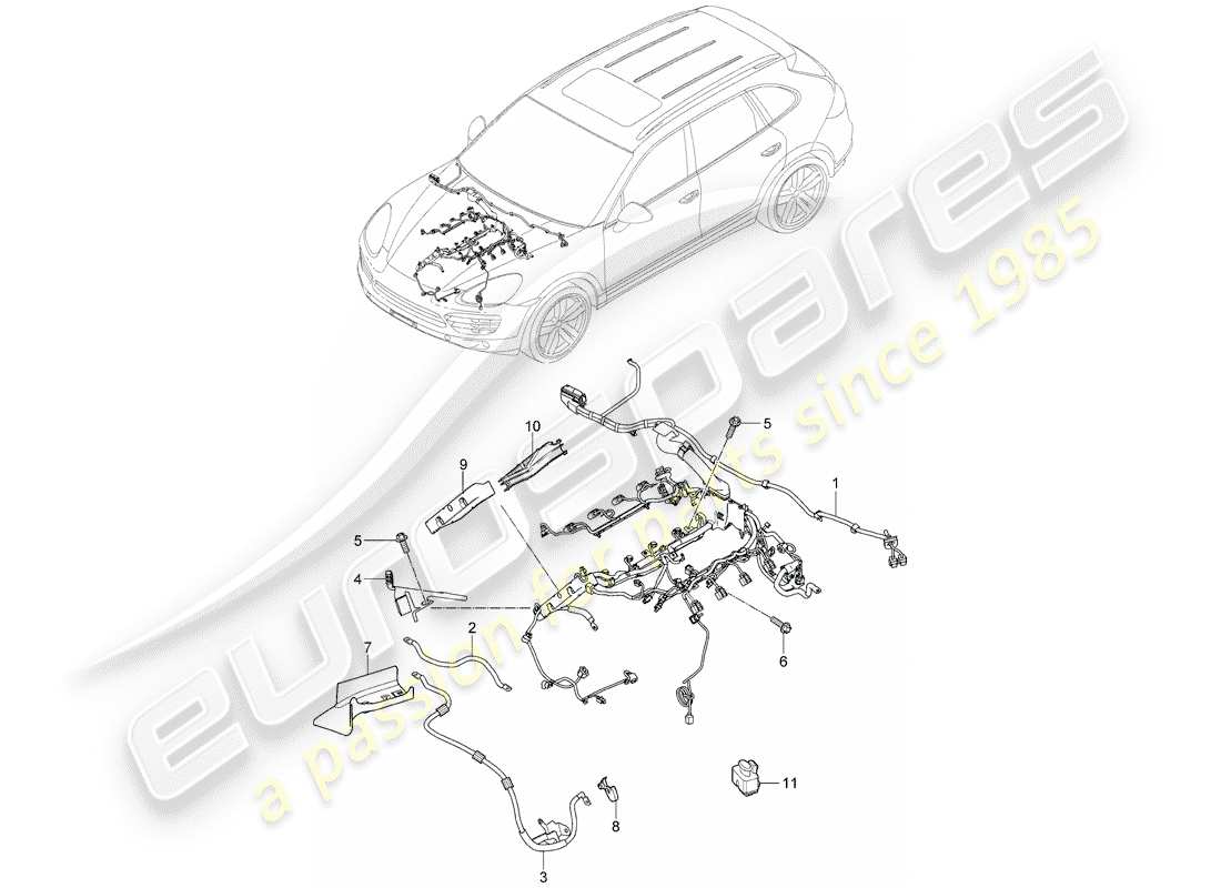 porsche 2016 (cayenne e2 92a) arneses de cableado diagrama de piezas