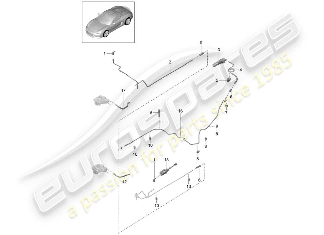 porsche 2016 (981 boxster spyder) diagrama de piezas del embrague hidráulico
