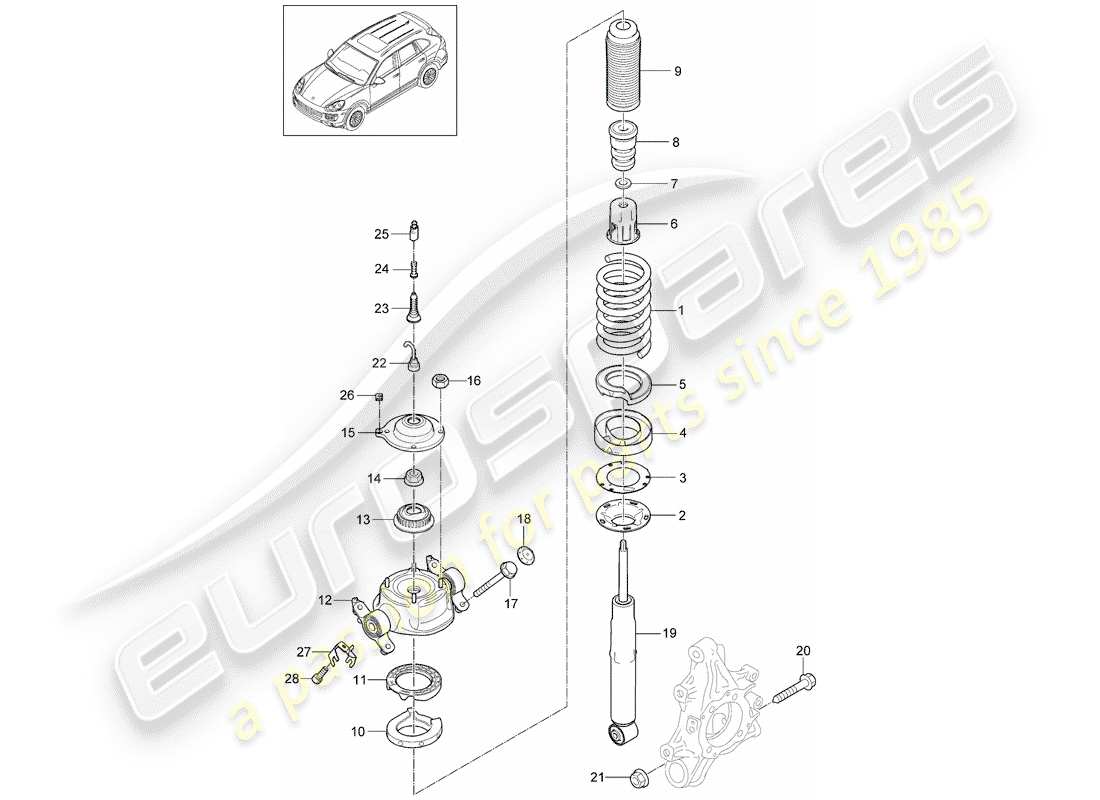 porsche 2015 (cayenne e2 92a) suspensión diagrama de piezas
