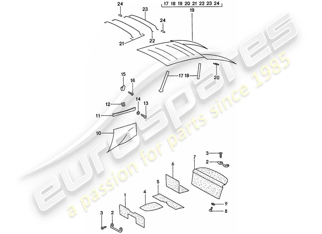 porsche 1974 (911) recubrimiento diagrama de piezas