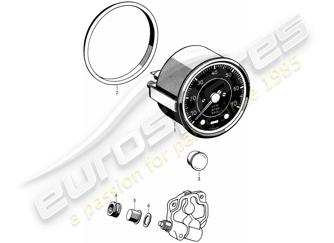 porsche 1961 (356b/356c) tacómetro - eléctrico diagrama de piezas