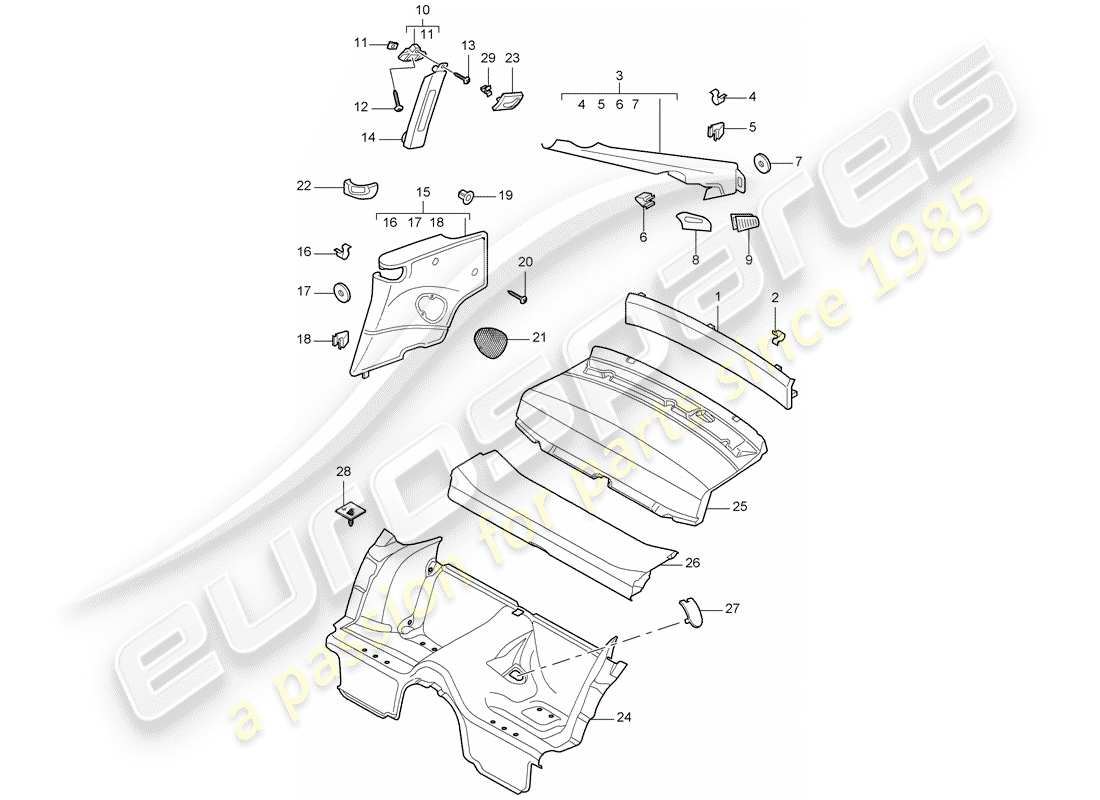 porsche 2007 (997-1) adornos diagrama de piezas