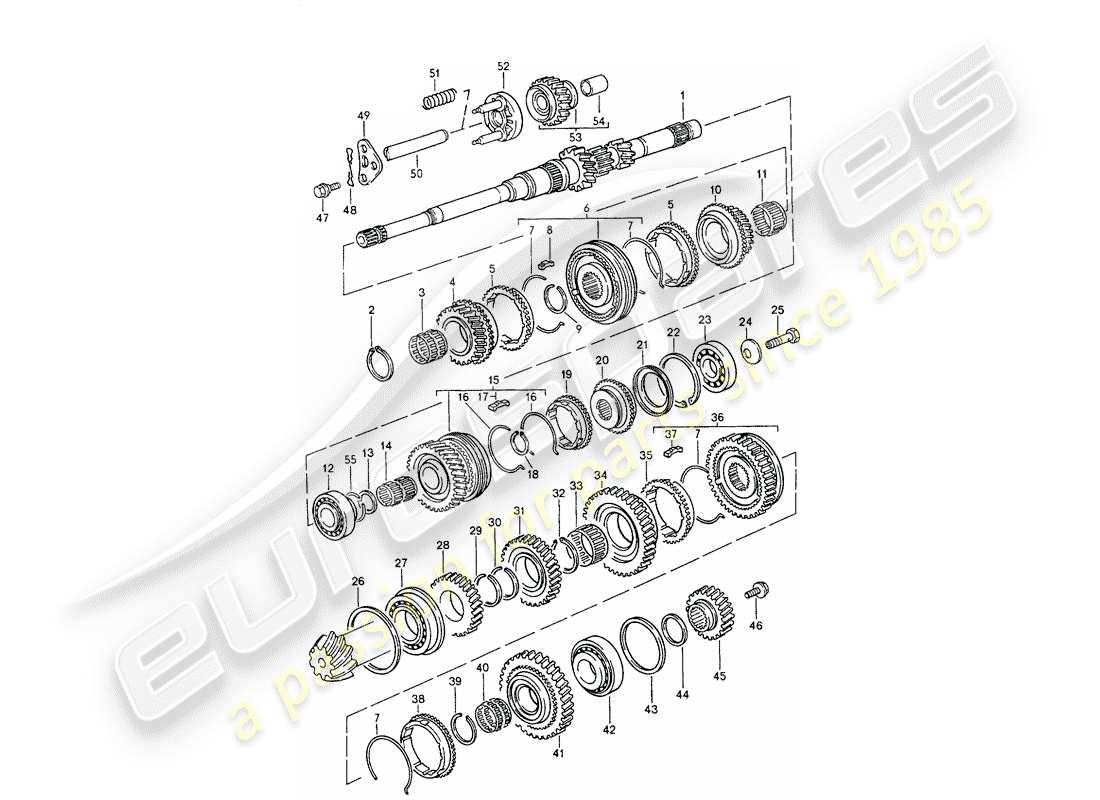 porsche 1991 (944) engranajes y ejes - para - caja de cambios manual diagrama de piezas
