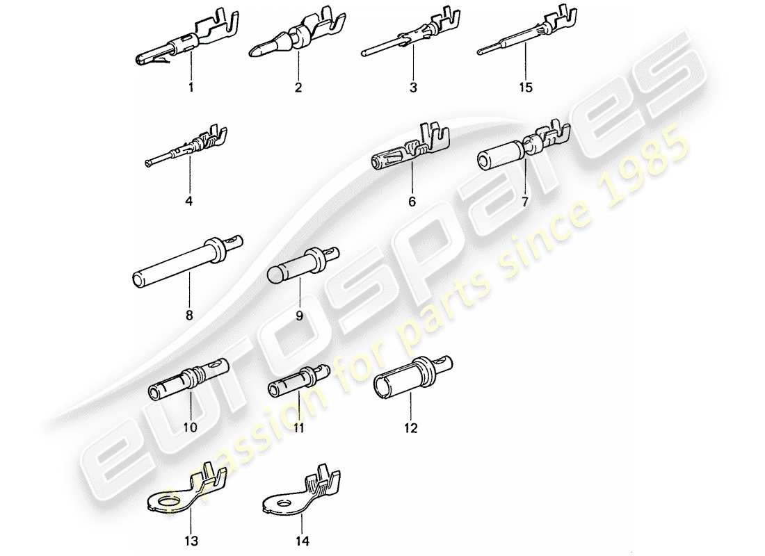 porsche 1991 (944) terminal pin (macho) - pin de contacto - zapato de cable diagrama de piezas