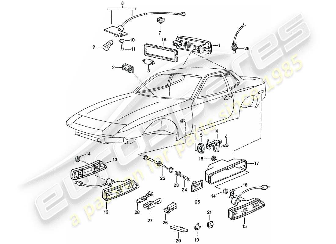 porsche 1991 (944) luz interior - repetidor de señal de giro diagrama de piezas