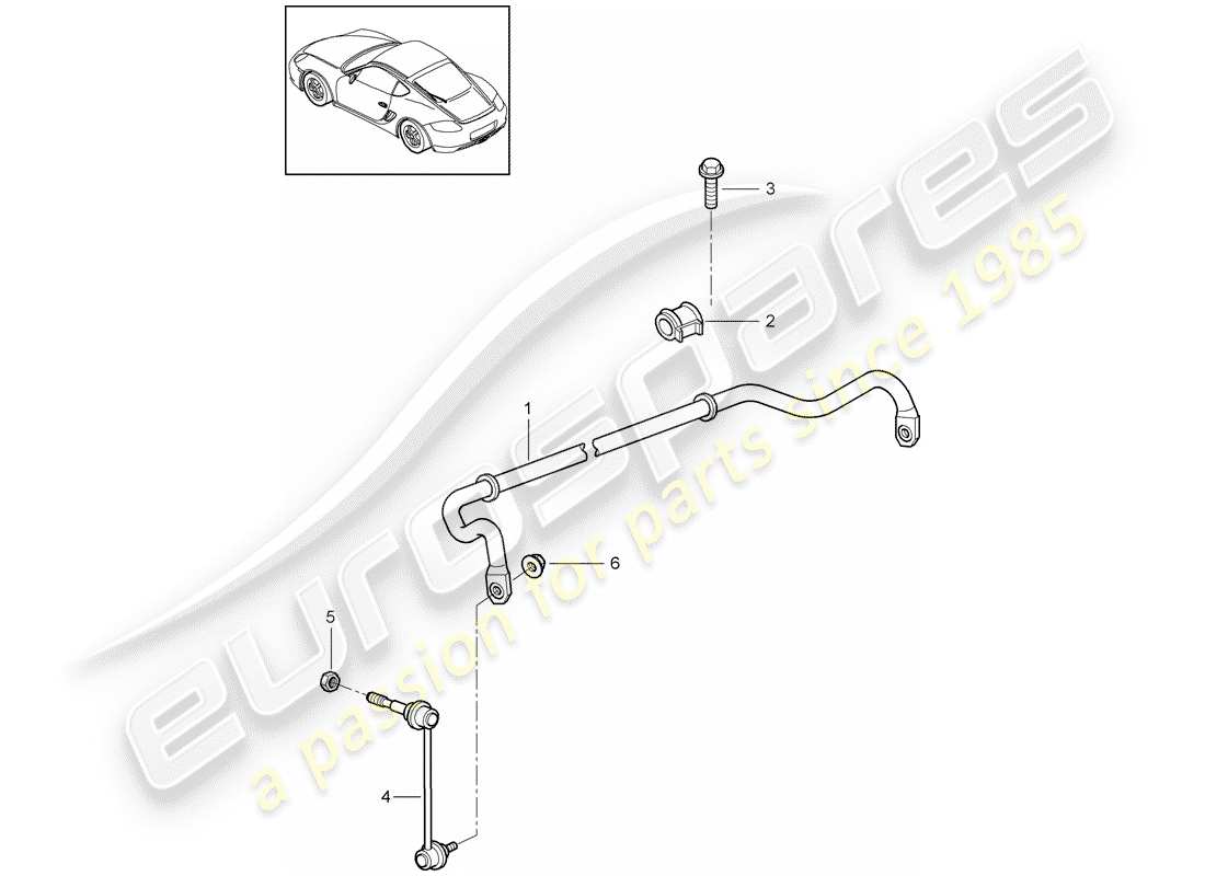 porsche cayman 987 (2009) diagrama de piezas del estabilizador
