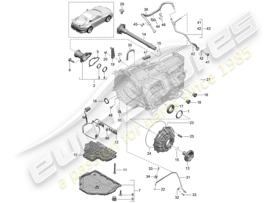 porsche 2017 (991-2 r/gt3/rs) - pdk - diagrama de piezas