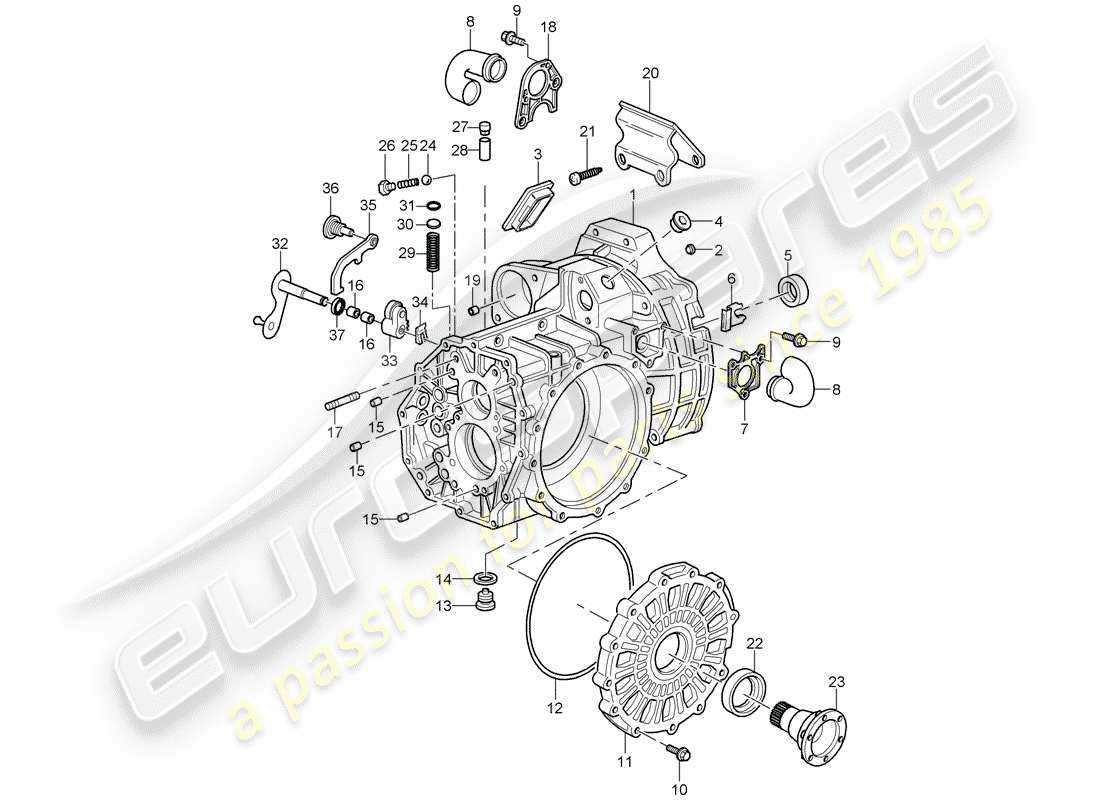 porsche 2009 997-2 turbo / gt2 diagrama de piezas de la caja de transmisión