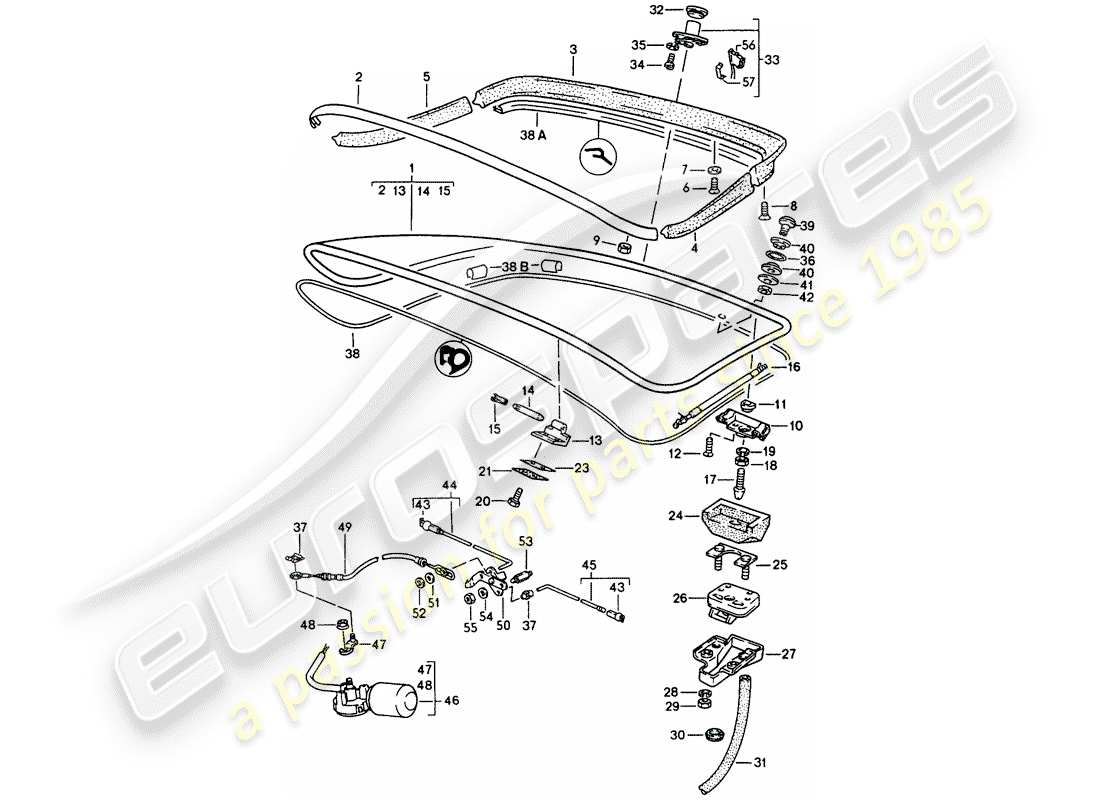 porsche 1991 (944) tapa del maletero trasero - spoiler trasero - d >> - mj 1990 diagrama de piezas