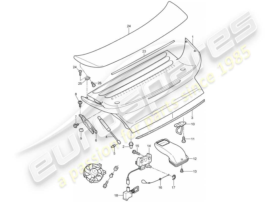 porsche 2009 997-2 turbo / gt2 cubrir diagrama de piezas