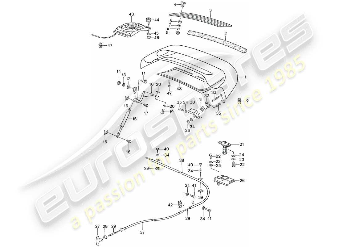 porsche 1987 (959) diagrama de piezas de la cubierta
