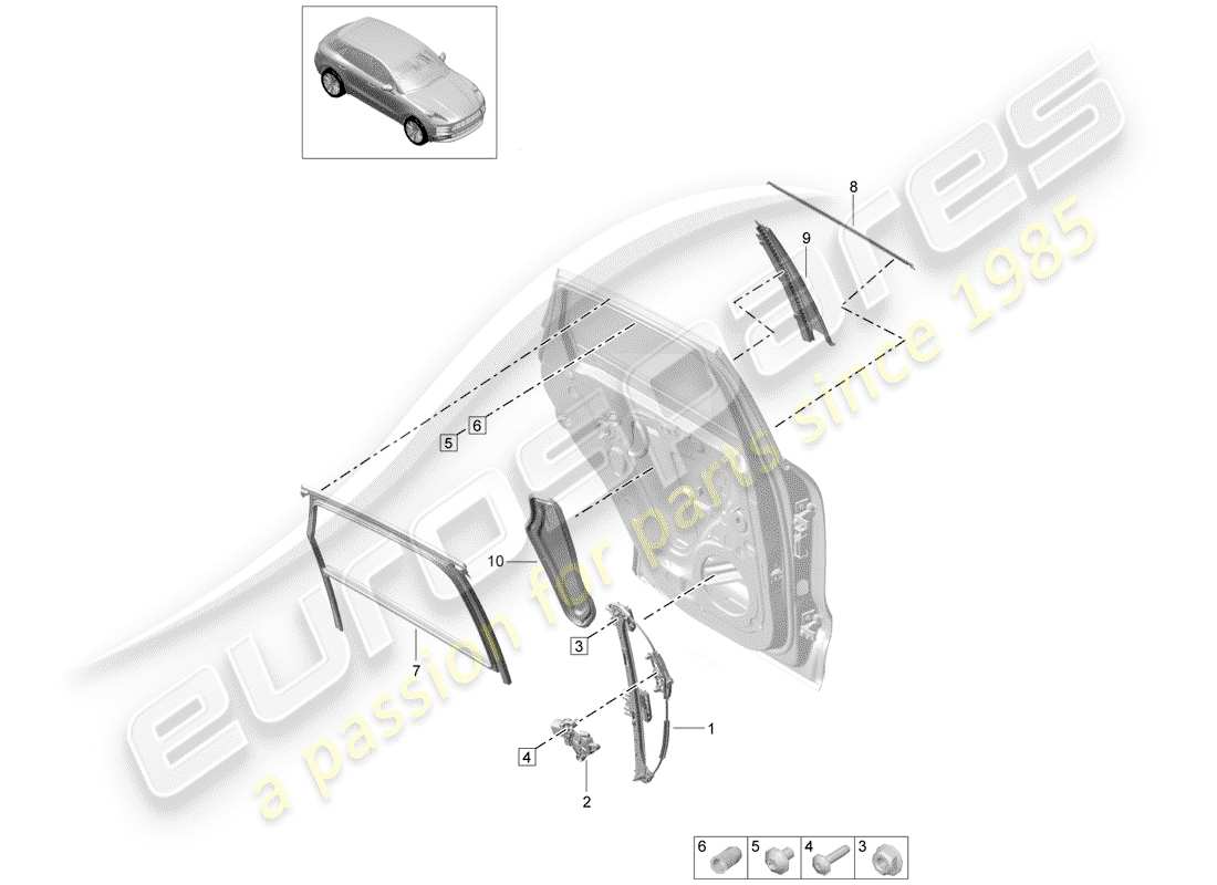 porsche 2019 (macan) diagrama de pieza del regulador de ventana