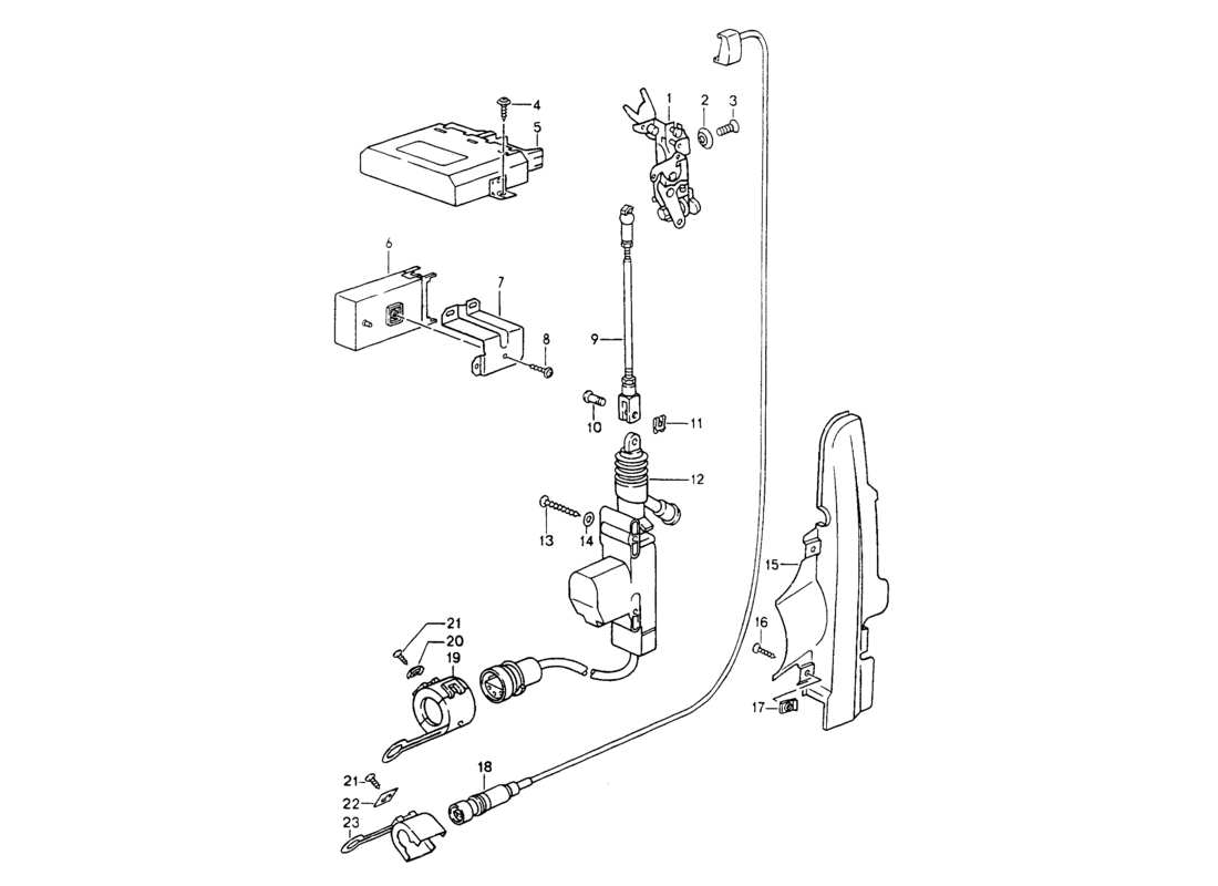 porsche 1994 (964) diagrama de piezas del sistema de cierre central