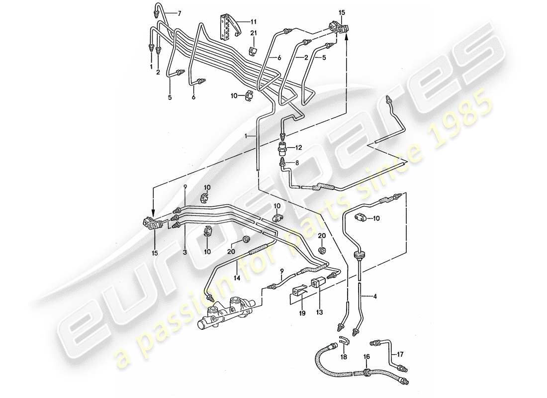 porsche 1994 (968) líneas de freno diagrama de piezas