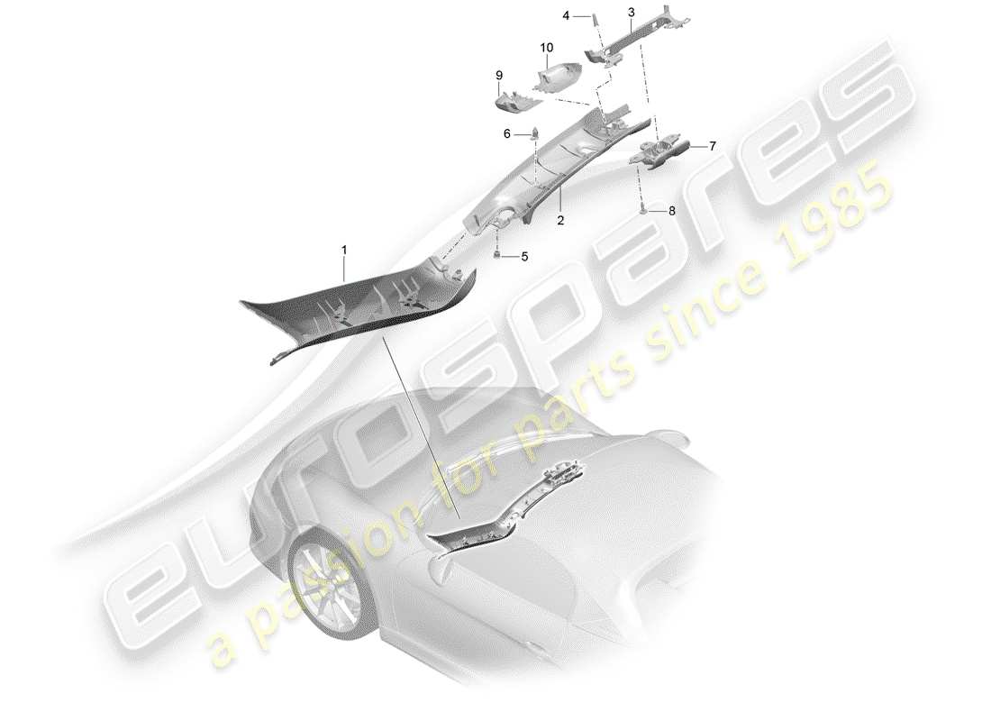 porsche 2016 (981 boxster spyder) diagrama de piezas de trims