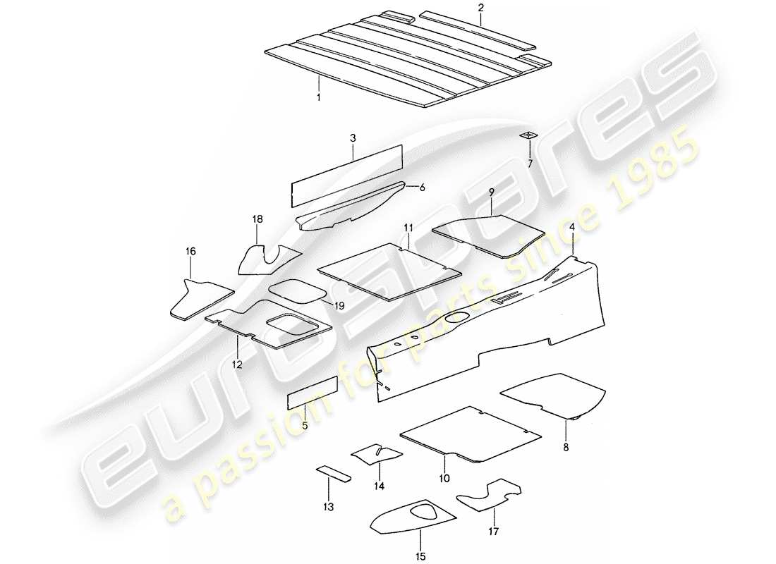 porsche 1988 (959) carcasa - insonorización 2 diagrama de piezas