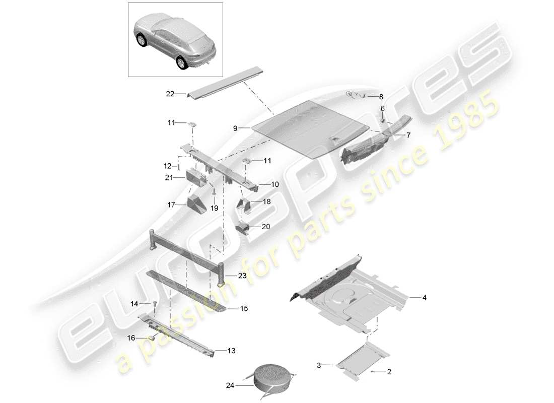 porsche 2016 (macan) diagrama de piezas del revestimiento