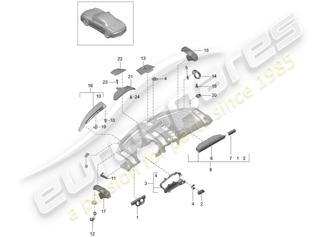 porsche 2013 (981 boxster) accesorios diagrama de piezas