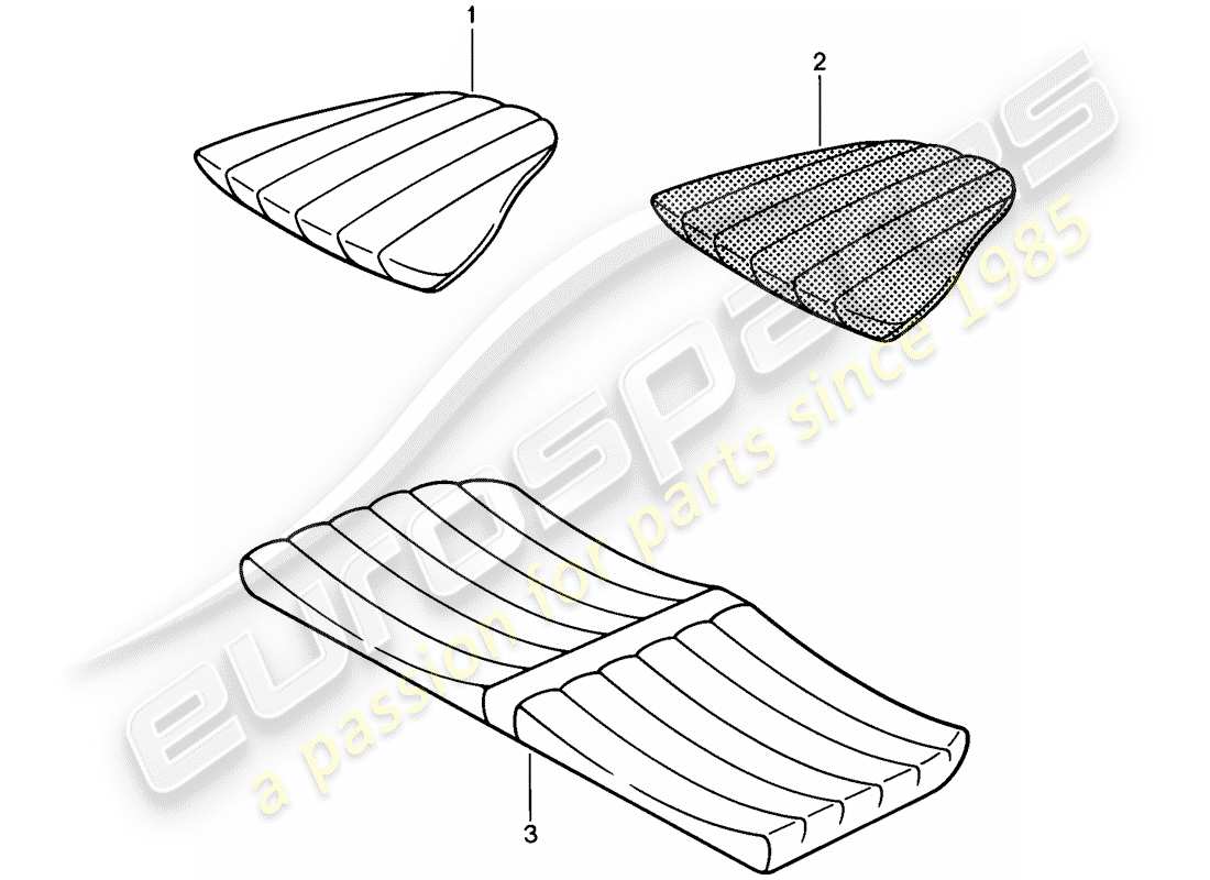 porsche 1985 (911) cojín del asiento trasero diagrama de piezas