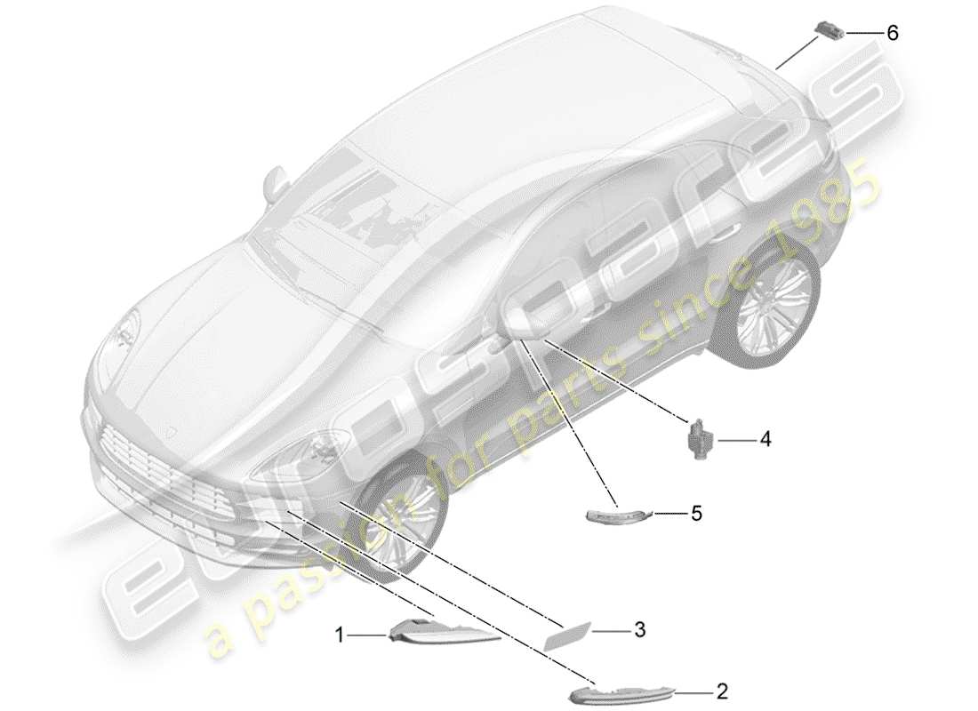 porsche 2019 (macan) repetidor de señal de giro diagrama de piezas