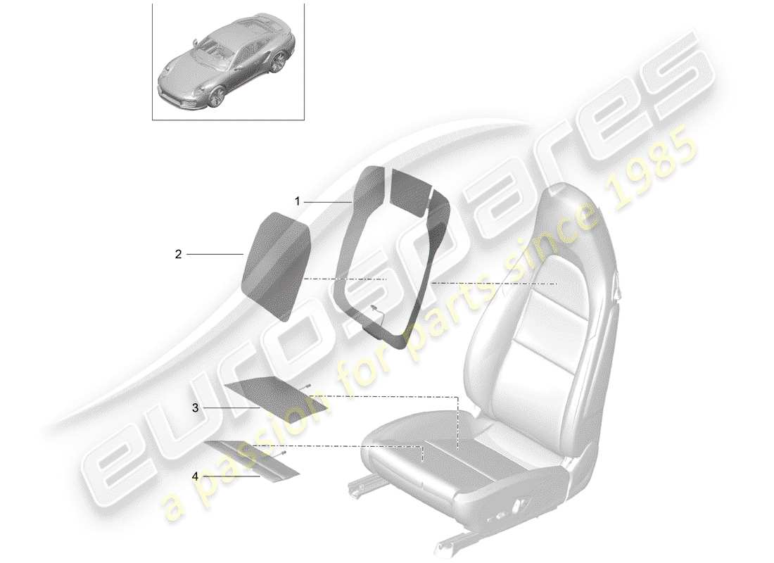 porsche 2019 (991-2 turbo) elemento calentador diagrama de piezas