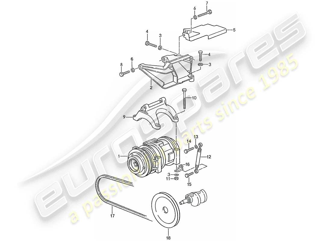 porsche 1989 (928) compresor - montaje diagrama de piezas