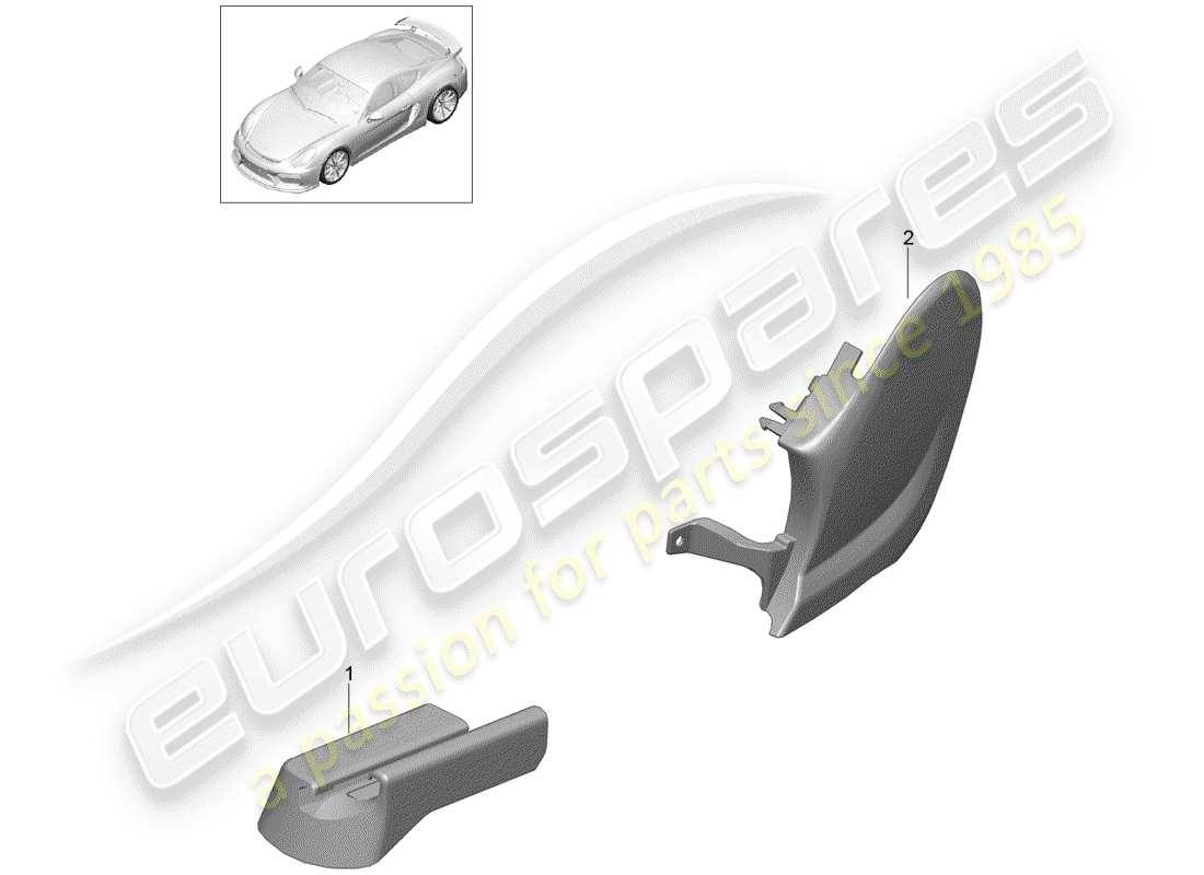 porsche 2016 (981 cayman gt4) asiento deportivo plus diagrama de piezas