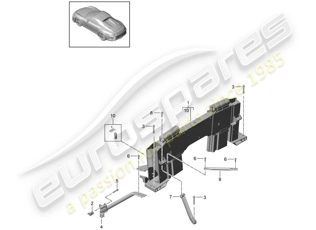 porsche 2014 (991-1 r/gt3/rs) protección contra vuelcos diagrama de piezas