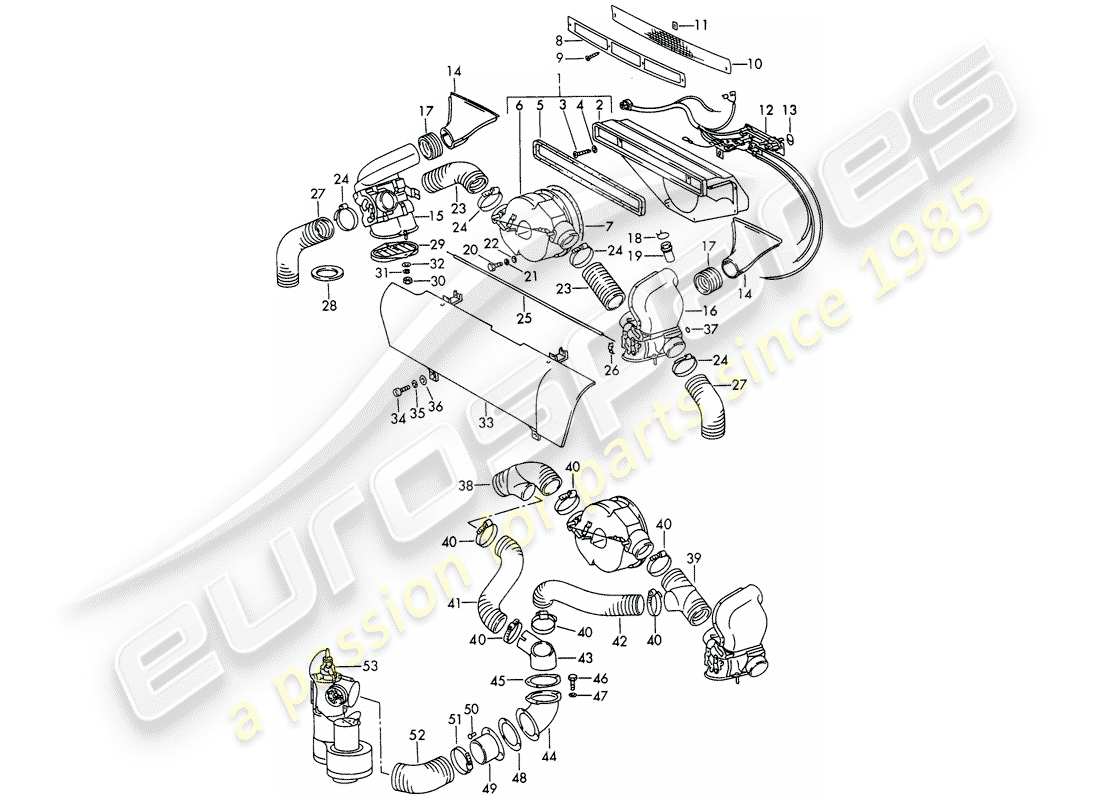 porsche 1966 (911/912) ventilación - calentador - d - mj 1969>> diagrama de piezas