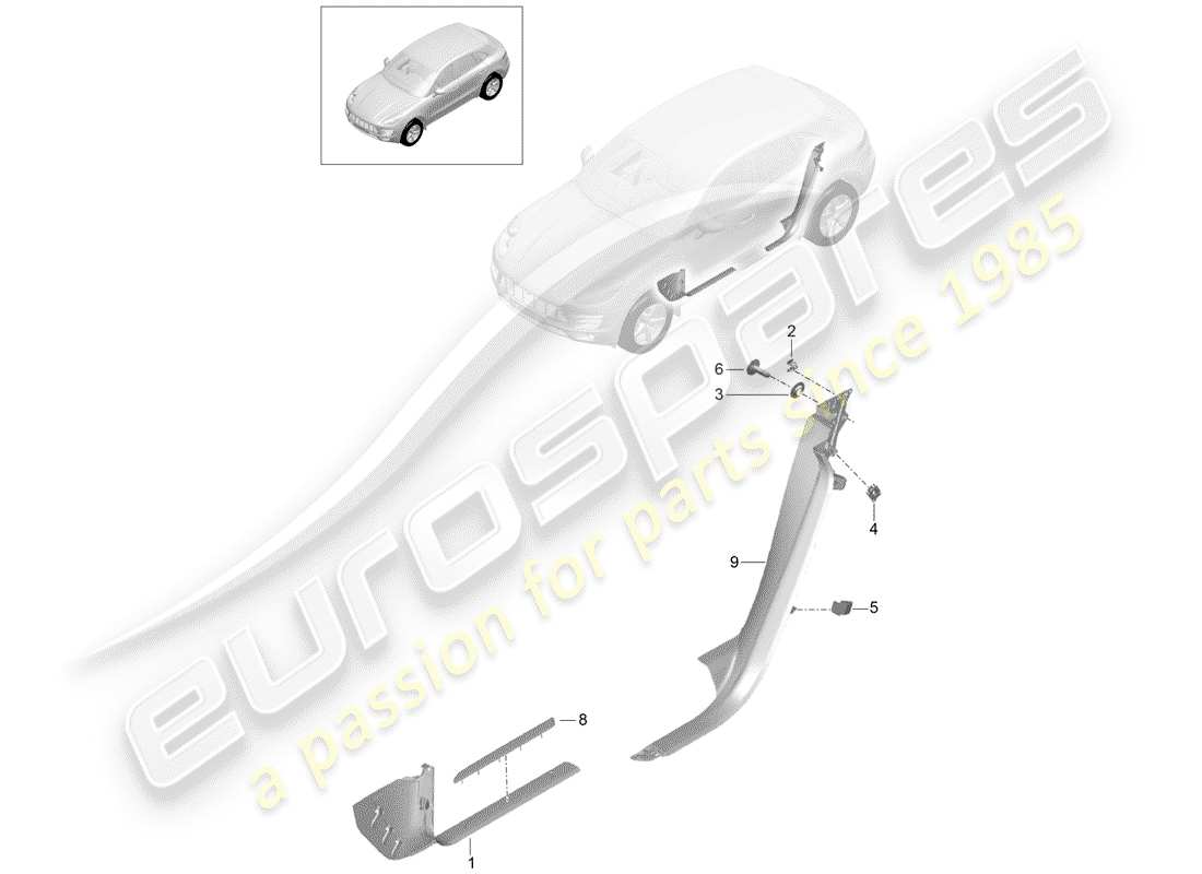 porsche 2014 (macan) recubrimiento diagrama de piezas