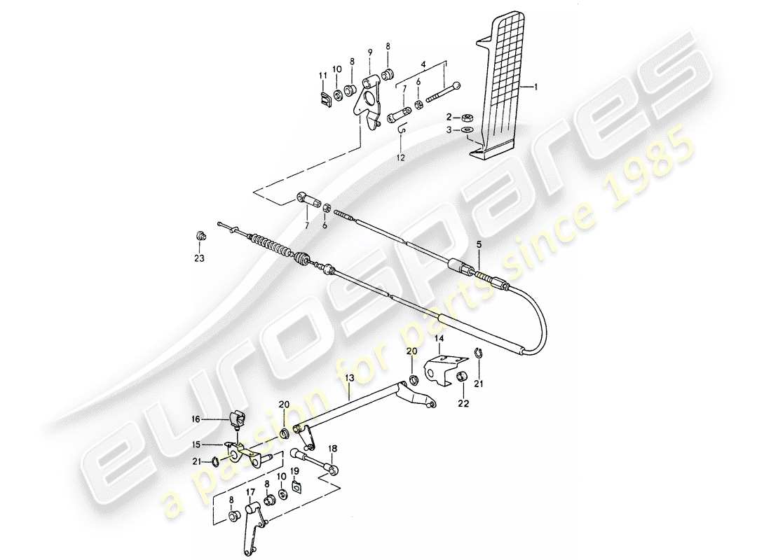 porsche 1992 (964) pedales - control del acelerador diagrama de piezas