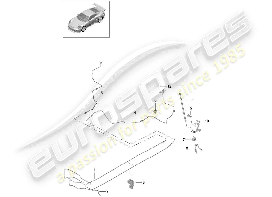 porsche 991 turbo (2020) línea de freno diagrama de piezas
