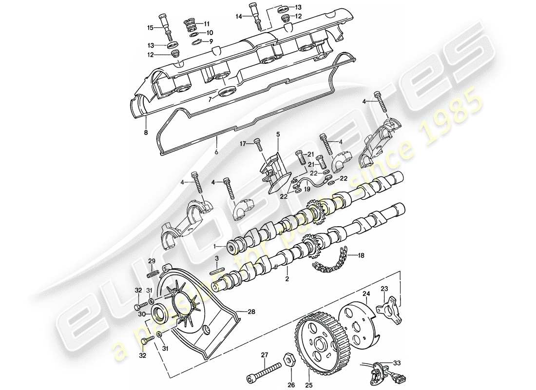 porsche 1986 (944) árbol de levas diagrama de piezas