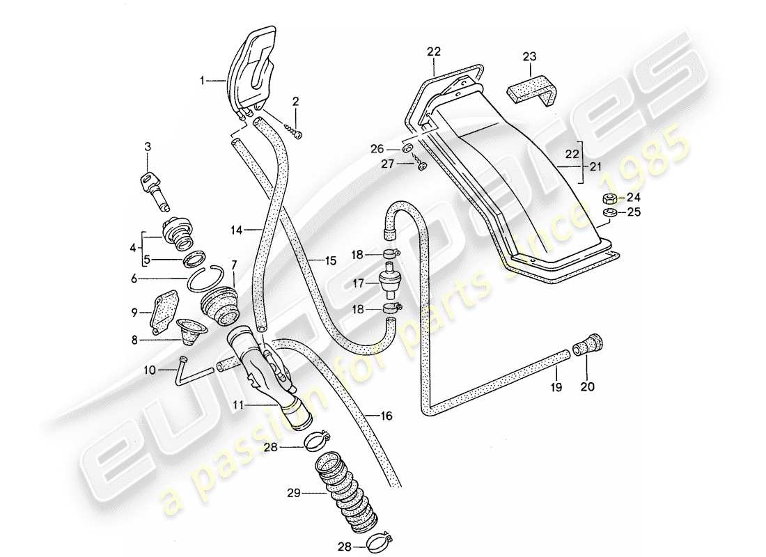 porsche 1991 (944) relleno de cuello diagrama de piezas