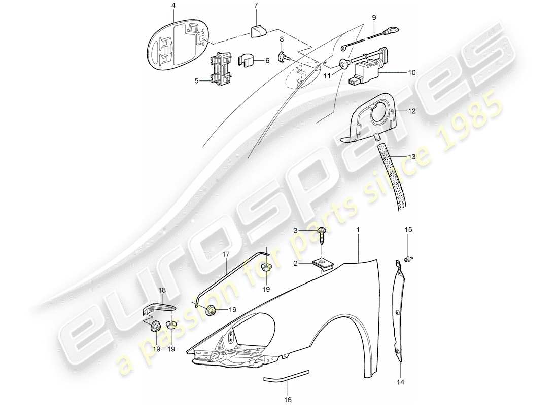 porsche 2007 (997-1) defensa diagrama de piezas