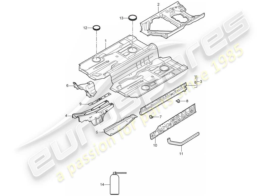 porsche 2009 (997-2) diagrama de piezas del piso