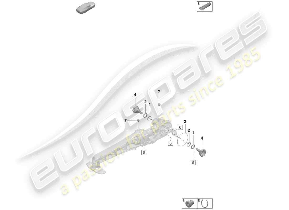 porsche 2019 (992-1) diferencial del eje delantero diagrama de piezas