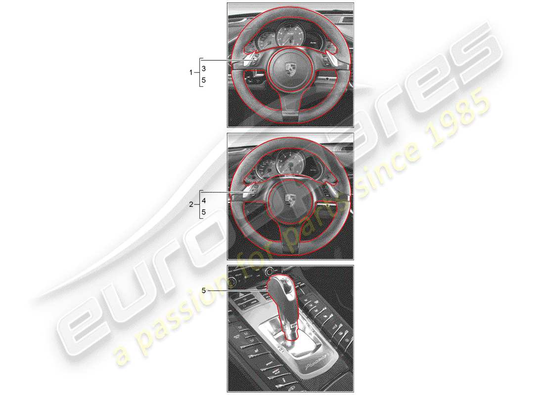 porsche 2014 (tequipment panamera) volante diagrama de piezas