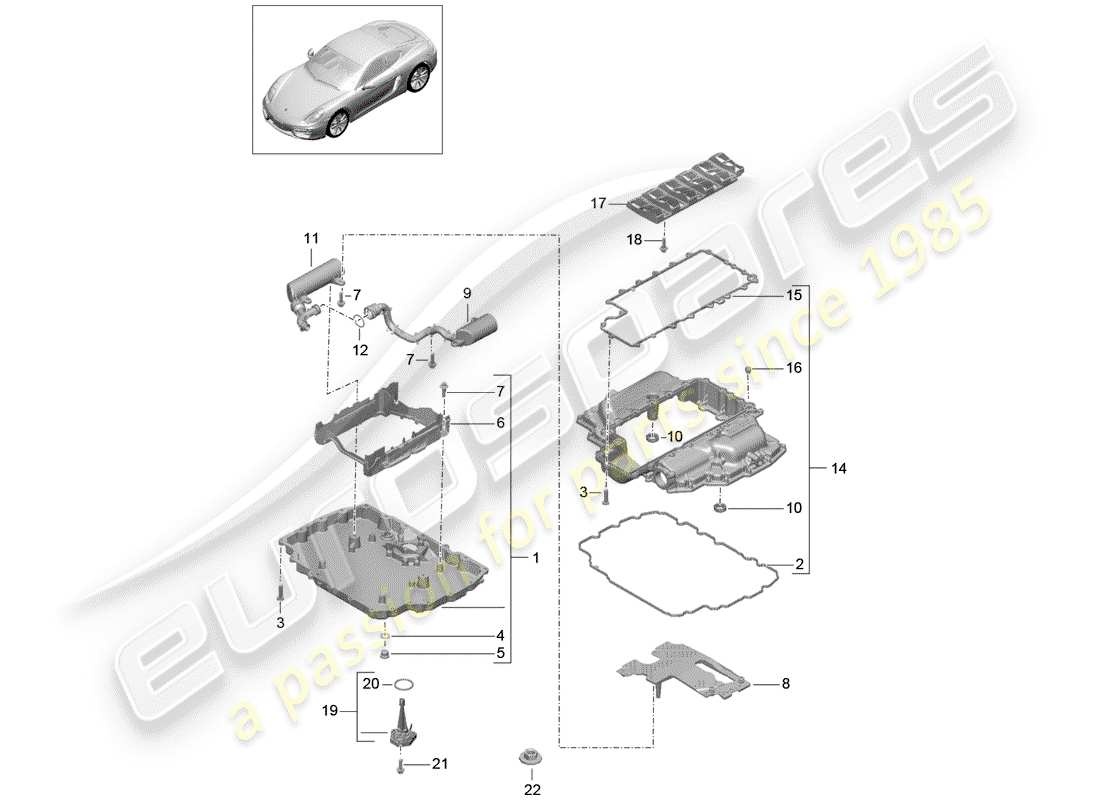 porsche 2016 (981 cayman) diagrama de piezas del cárter de aceite